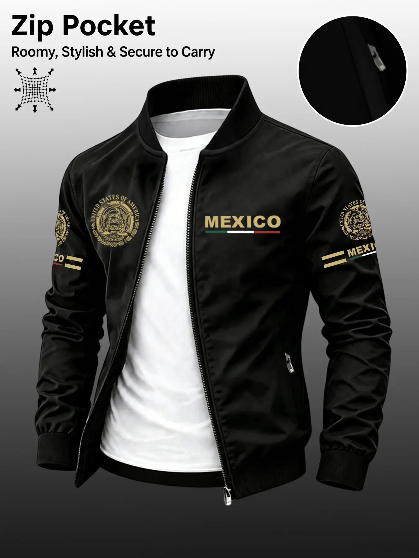 Men's Spring Summer Casual Stylish Jacket, Portable Fashion Zip Pocket Design, Perfect Gift for Boyfriend or Father, Trendy Outerwear