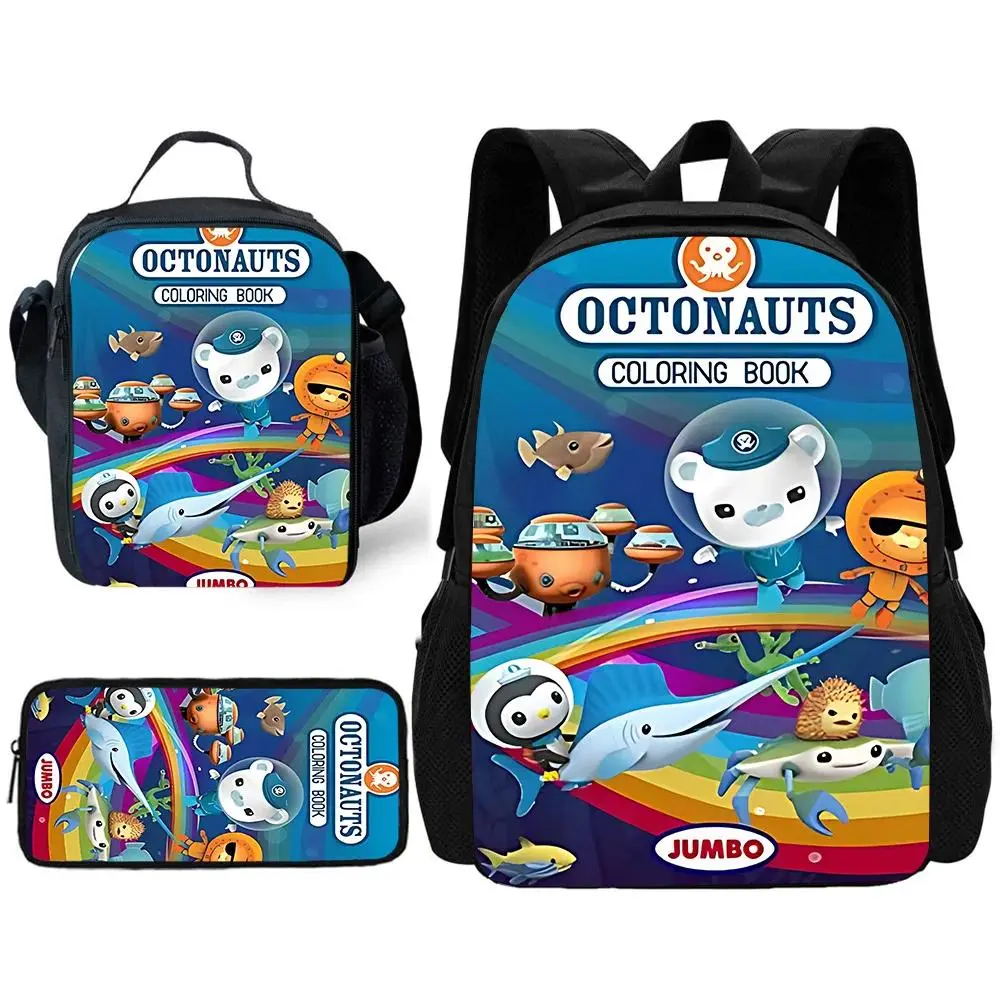 Child School Cartoon O-Octonauts Backpack with Lunch Bags ,Pencil Bags ,School Bags for Boys Girls Best Gift