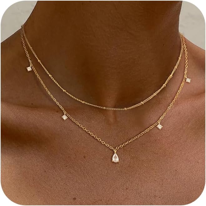 Layered Necklaces For Women,Dainty Gold Plated Necklace Stack Prom Layering Necklaces For Women Trendy Chain Cross Choker Necklace Set Fashion Accessories