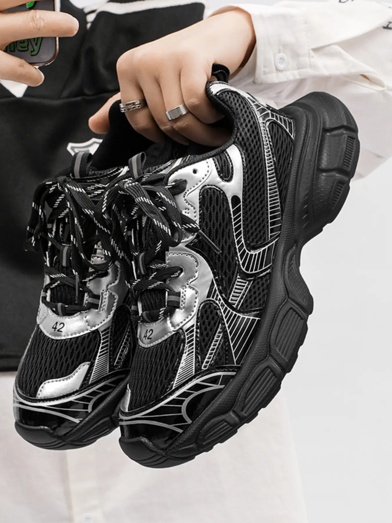 Men's Breathable Mesh Colorblock Thick Soled Sneakers, Casual Low Top Lace Up Shoes, Breathable Mesh Non-Slip Wear-Resistant Thick Sole Casual Dad Shoes For Men Women, Street Fashion Daily Commute Walking Gym All-Day Comfort Fashion Athletic Footwear