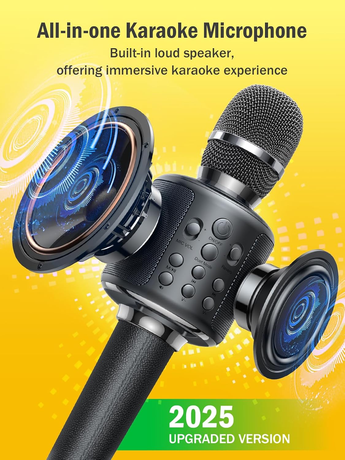 Karaoke Microphone, Built-in Loud Speaker for 10H Playback, Add Reverb/Duet Mode/Earbuds , Portable Karaoke Machine for Entertainment & Singing Practice (Black&Red)