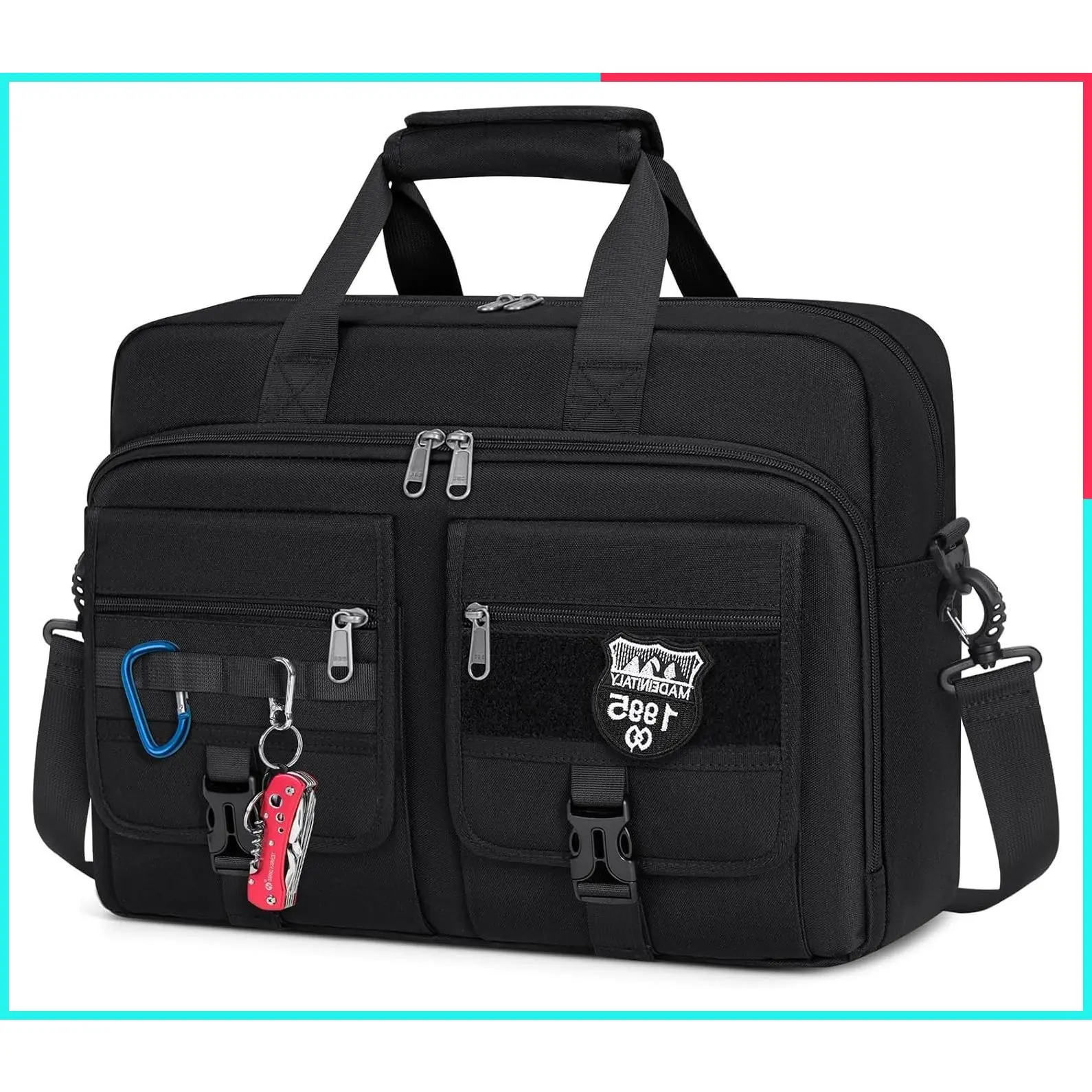 Tactical Laptop Bag for Men, Large Military Laptop Briefcase 15.6/17.3 Inch Messenger Bag with MOLLE, Business Computer Case, Tactical Shoulder Bag for Work Office Travel