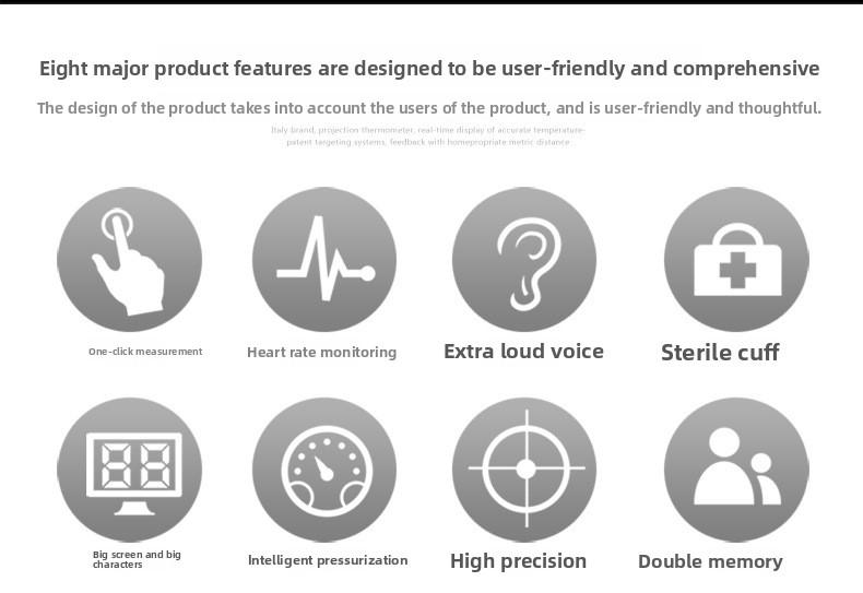 Fully Automatic Upper Arm Blood Pressure Monitor with Heart Rate Detection - Home & Medical Use  Intelligent Voice Broadcast