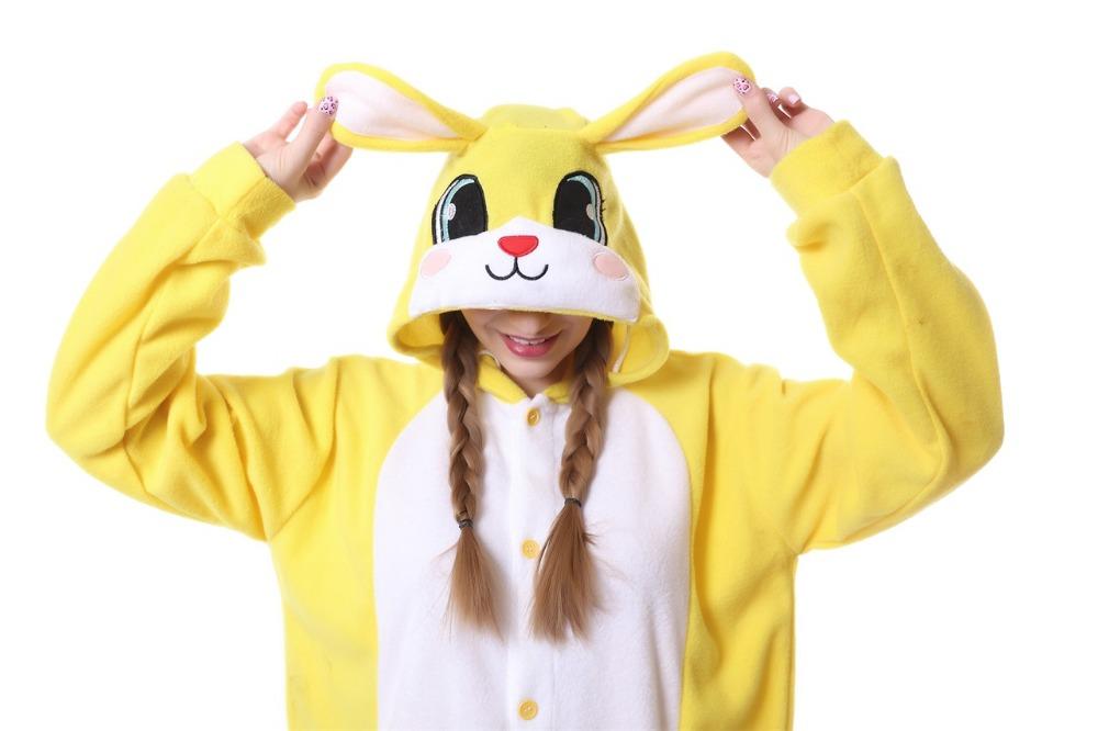 HKSNG Adult Animal Cute Purple Pink Bunny Rabbit Pajamas Cartoon Onesies Halloween Costumes Jumpsuits Christmas Gift Kigurumi