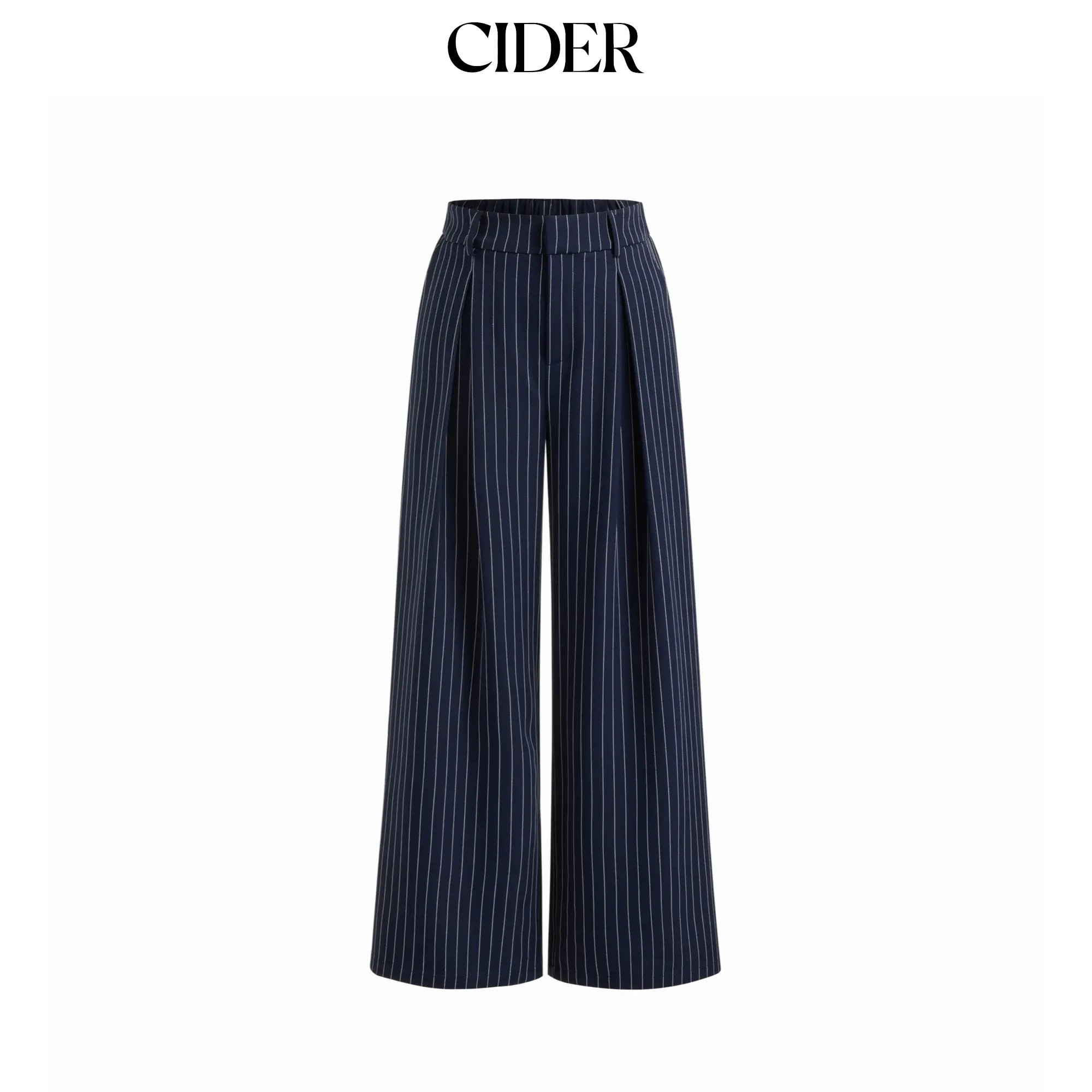 Cider Mid Rise Stripe Pleated Wide Leg Trousers