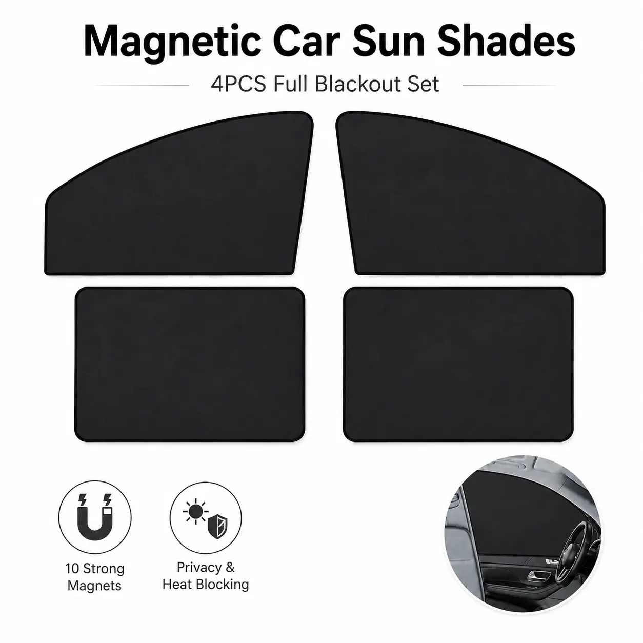Magnetic Car Side Window Sun Shades for Summer Travel, Foldable UV Protection Car Sunshade, Heat Insulation Easy Install Sun Visor for Road Trip Camping-YY1