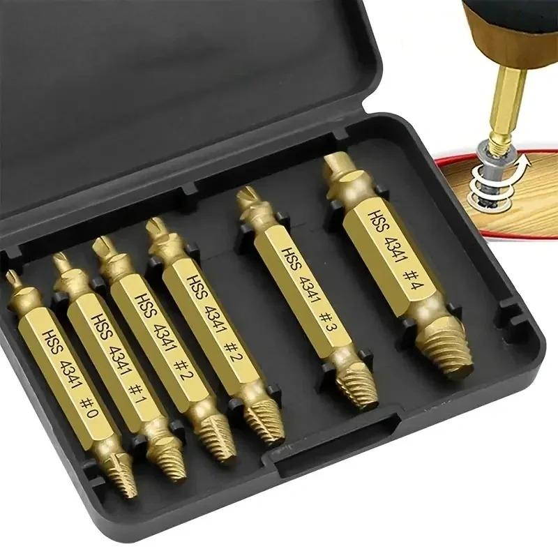 Damaged Screw Extractor Set HSS Drill Bits Stripped Broken Bolt Remover Kit for Wood Metal Repair Quick Removal Tool Set Precision Demolition Use