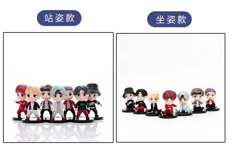 7pcs/Set Bangtan Boys Groups Rm Jin Suga Jhope Jimin V Jungkook Doll Model Toy Action Figure Star Idol Cute Army Gift For Kids