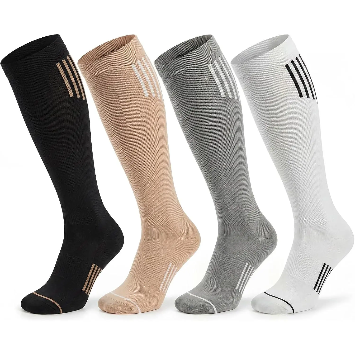 outdoor sports 4 Pairs Compression Socks for Women and Men 15-20 mmHg - Athletic Running Socks for Sports, Flight, Travel