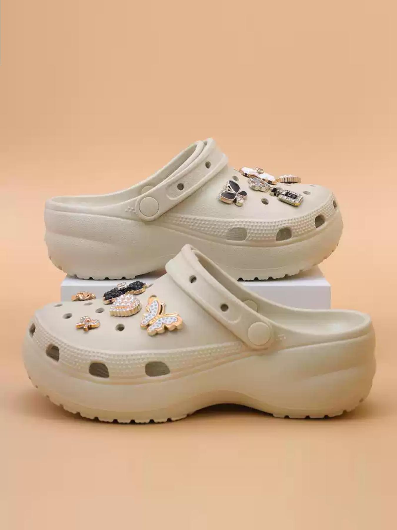 Women's Cute Rhinestone Decorated Slides, Casual Comfortable Platform Slippers for Beach, Eva Beach Slippers, Fashionable Shoes for Indoor & Outdoor Wear, Girl, Soft Sole Slippers, Thick Sole Slippers, Summer Slippers