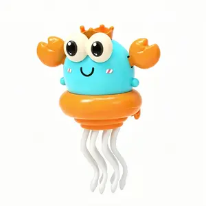 Electric Ocean Animal Dancing Toy, Crab Octopus Squid Jellyfish Sound Light Crawling Toy, Interactive Educational Toy for Babies Aged 18+ Months（prepare 3 AA batteries by yourself）