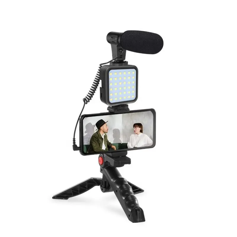 Vlogging Kit for YouTube Starter Kit for Content Creators - Accessories: Phone Tripod, Phone Mount, LED Fill Light and Shotgun Microphone