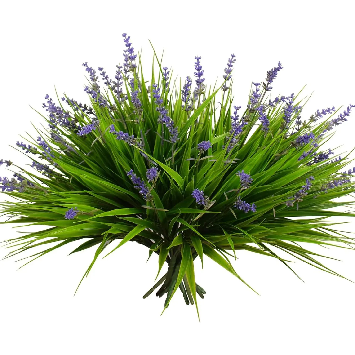 12 Bundles UV-Resistant Curved Artificial Monkey Grass with Flowers - Outdoor Artificial Plants for Patio, Front Porch, Landscape Use, Ideal for Botanical Flower Arrangement, Wedding & Home Decor Greenery, Botanical Flower Arrangement Artificial Plants
