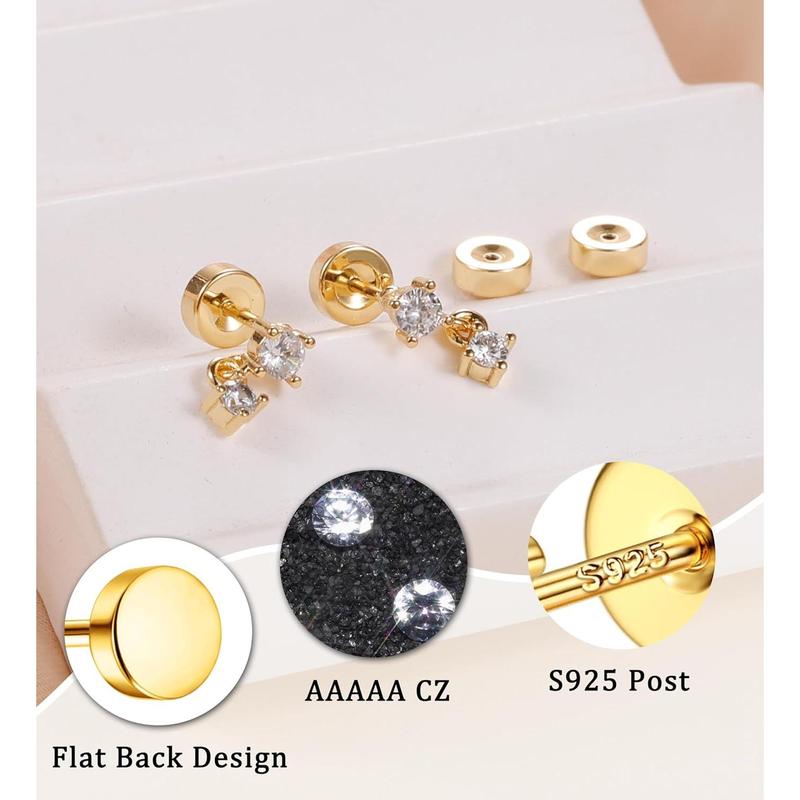 Sterling   Flat  Earrings for Women Men  Flatback stud Earrings 20 Gauge Cartilage Earring Helix Conch Tragus