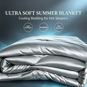 Premium Satin Cooling Duvet, Ultra Soft Breathable Summer Comforter, for Hot Sleepers, Night Sweats, Cold Touch, No Stuffiness