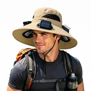 New Solar-Powered Outdoor Cooling Fan Hat – with 3 Solar Fans, USB Rechargeable Wide-Brim Sun Hat, Bucket Hat, Perfect for Fishing, Hiking, Camping, and Outdoor Activities adjustable summer protection uv