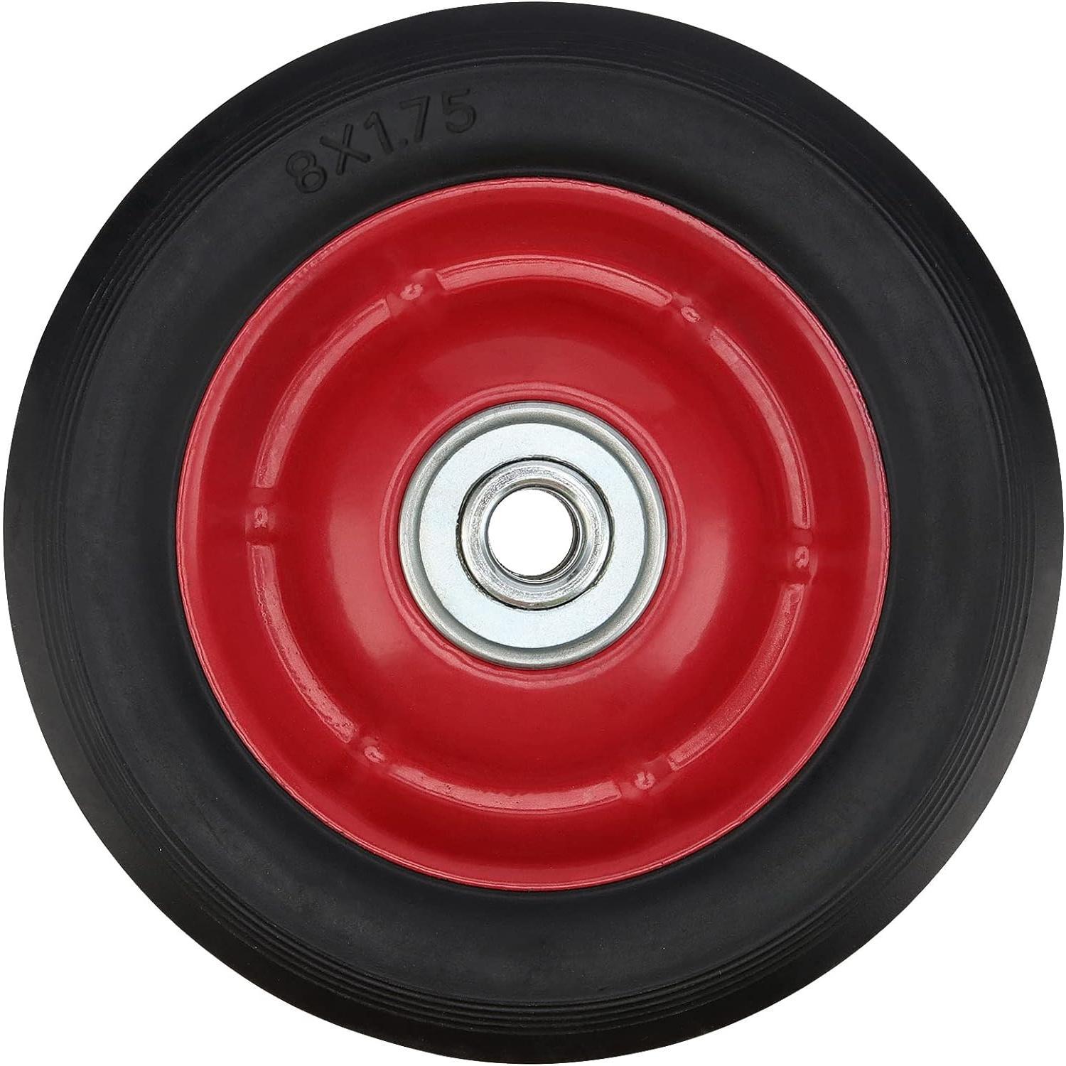 4 count 8 Inch Solid Rubber Tire, Flat Free Solid Rubber Wheels, Hand  Replacement Wheels, 1/2-Inch Axle Hole, 220 lbs Max Load-Bearing Capacity