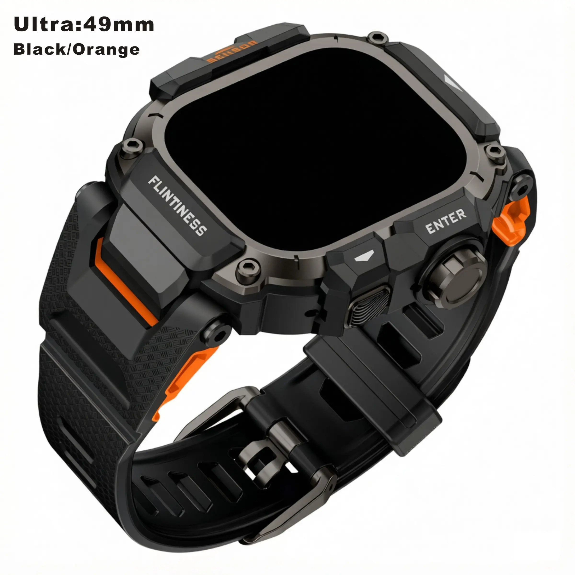 Full-Armor Hybrid Band & Case Combo for Apple Watch Ultra 3/2/1 : 49mm – Hard Stainless Steel Inner Frame + Soft Liquid Silicone Exterior, Shockproof Protective Dustproof Sweatproof for Rugged Outdoor Adventures. 【Watch Not Included】