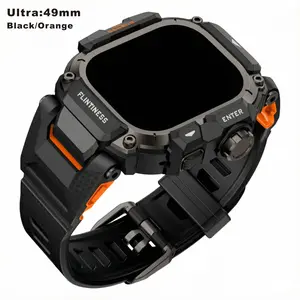Full-Armor Hybrid Band & Case Combo for Apple Watch Ultra 3/2/1 : 49mm – Hard Stainless Steel Inner Frame + Soft Liquid Silicone Exterior, Shockproof Protective Dustproof Sweatproof for Rugged Outdoor Adventures. 【Watch Not Included】