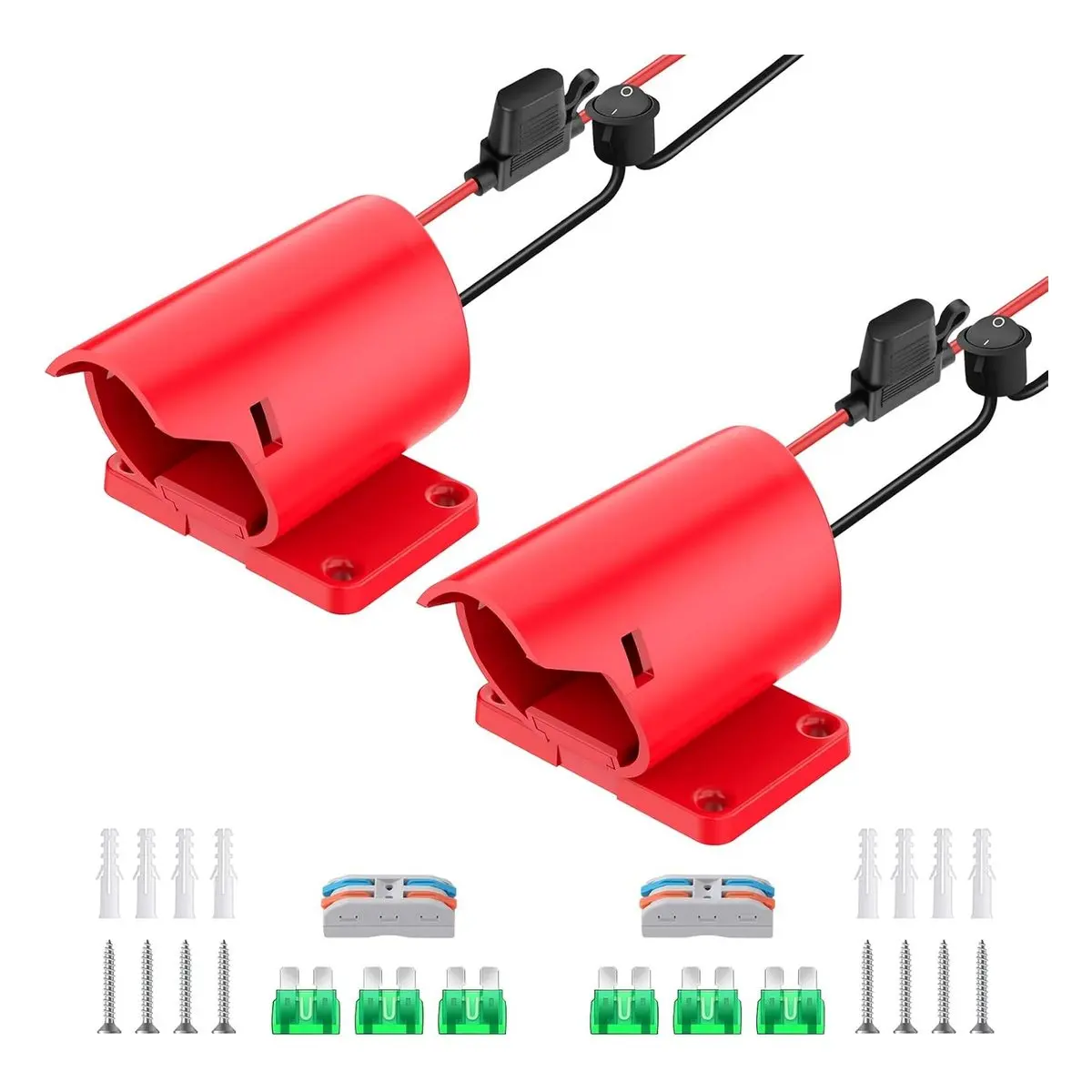 2 Pack Power Wheel Adapter, 12V Battery Conversion Kit with Switch, Fuse and Wire Terminals, 12AWG Wire, Power Connector for DIY Rc Car Toys and Robotics