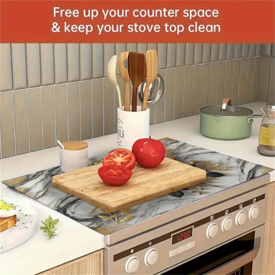 2DFlatFlower Pattern Gas Stove Cooktop Panel Protector Cover, 1 Count Heat & Scratch Resistant Stove Top Protector, Easy To Clean Stove Top Cover for Home Dining Room Barbecue Floral Pattern