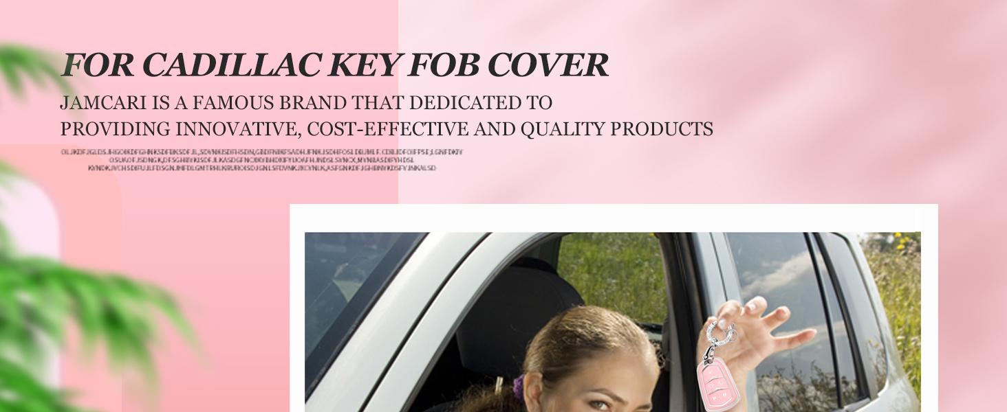 for Cadillac Key Fob Cover - Soft TPU Key Case Protection with Bling Keychain Fit for Cadillac Escalade CTS SRX XT5 ATS CT6 5 Buttons Smart Key Case