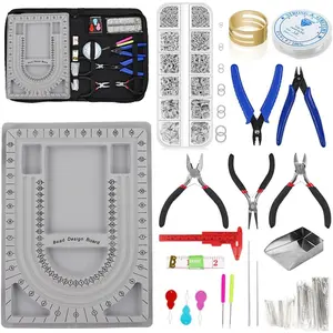 Bead Boards Jewelry Making Supplies Kit for Adults, Includes Bead Tray, Design Board, Beading Mat, Pliers for Necklace Bracelet Making & Jewelry Repair