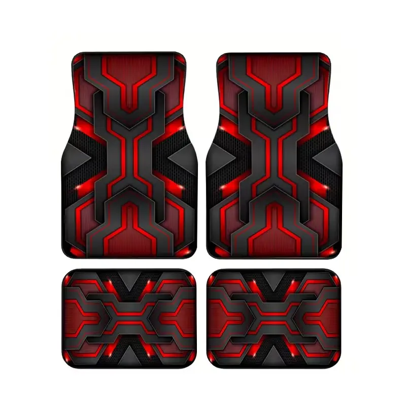 4pcs Universal Car Floor Mats, Thickened Printed Design, Suitable for Most Cars, Tesla Mdy, Small Cars, Suvs, Elegant Interior Decor