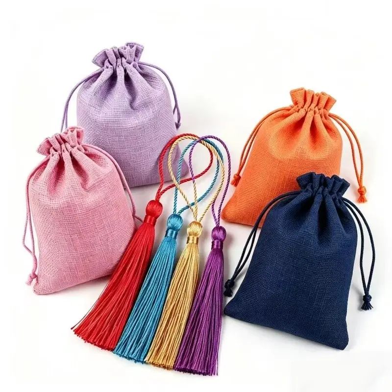 8/16 Pcs Multicolor Cotton Linen Drawstring Gift Bags, Party Favor Bags, Reusable Jewelry Pouches, DIY Sachet Bags with Ties, Party Favors Bag, Perfect for Festivals, Weddings, Birthdays