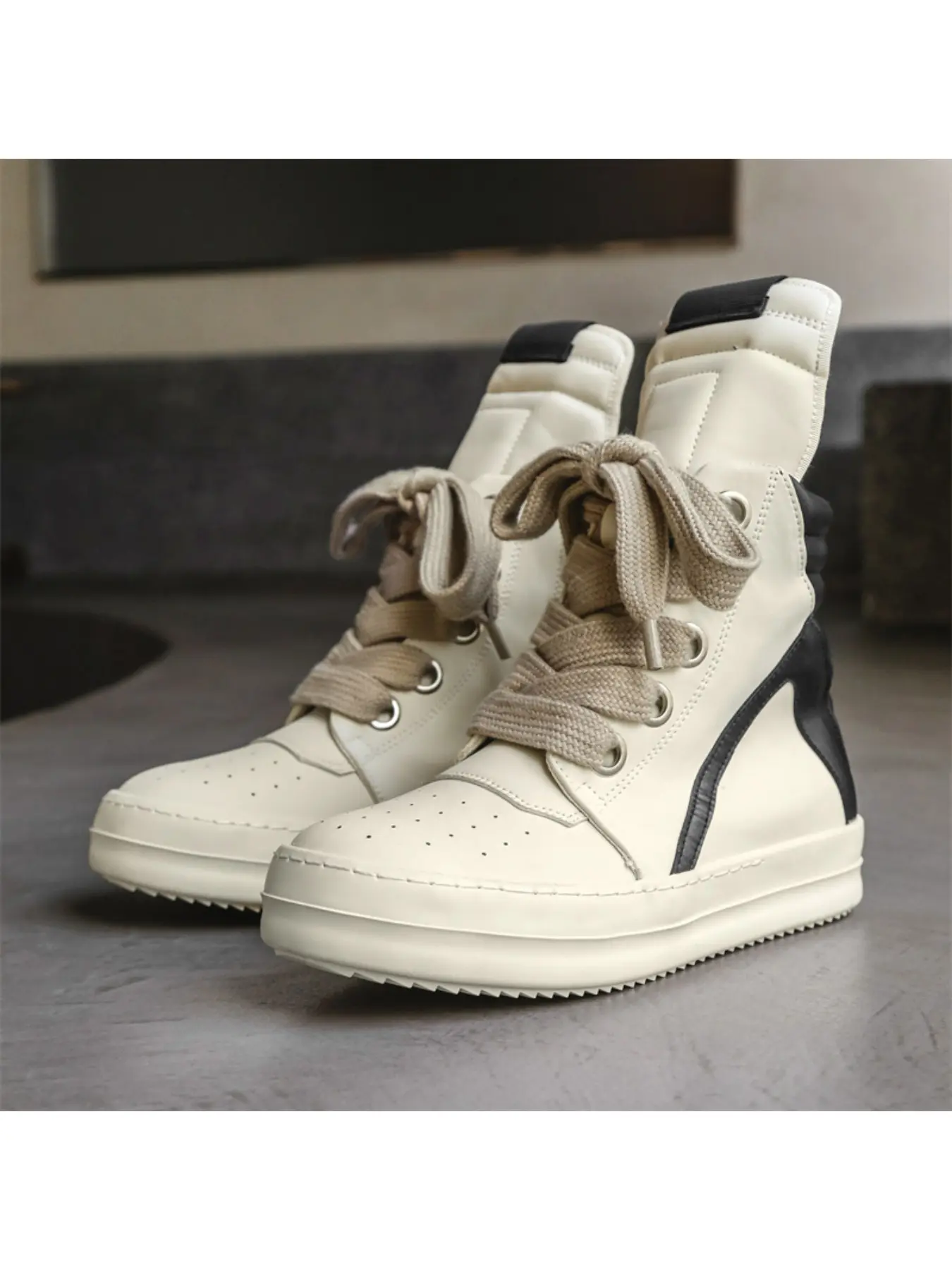 Dark Style High Top Thick Sole Shoes, Off- Distressed Edge Side Zip Board Athletic Sneakers, Height Boost Slim Fit Streetwear male and female