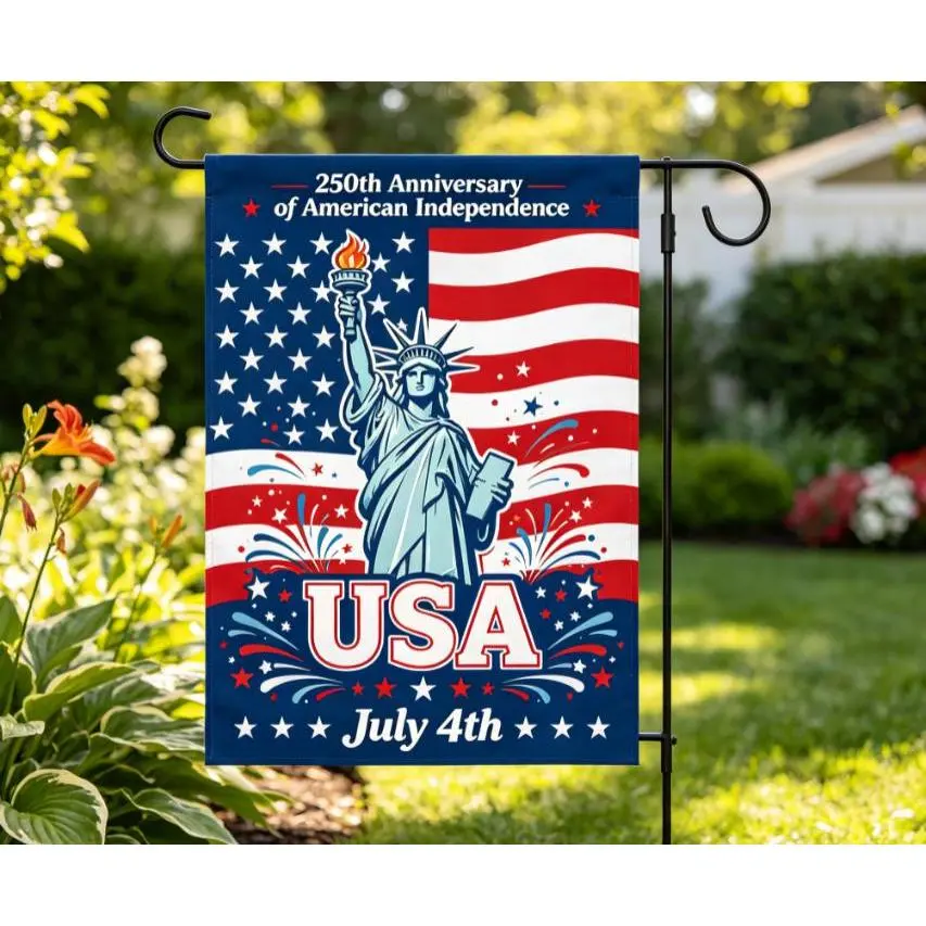 250 Anniversary USA Garden Flag - 250 Years of Freedom Double Sided 3-Ply American Patriotic Flags 1776-2026, UV Protection Fade Resistant 12x18 Inch Yard Flag Commemorative Merchandise for Outdoor Celebration(Flag only, No pole included)