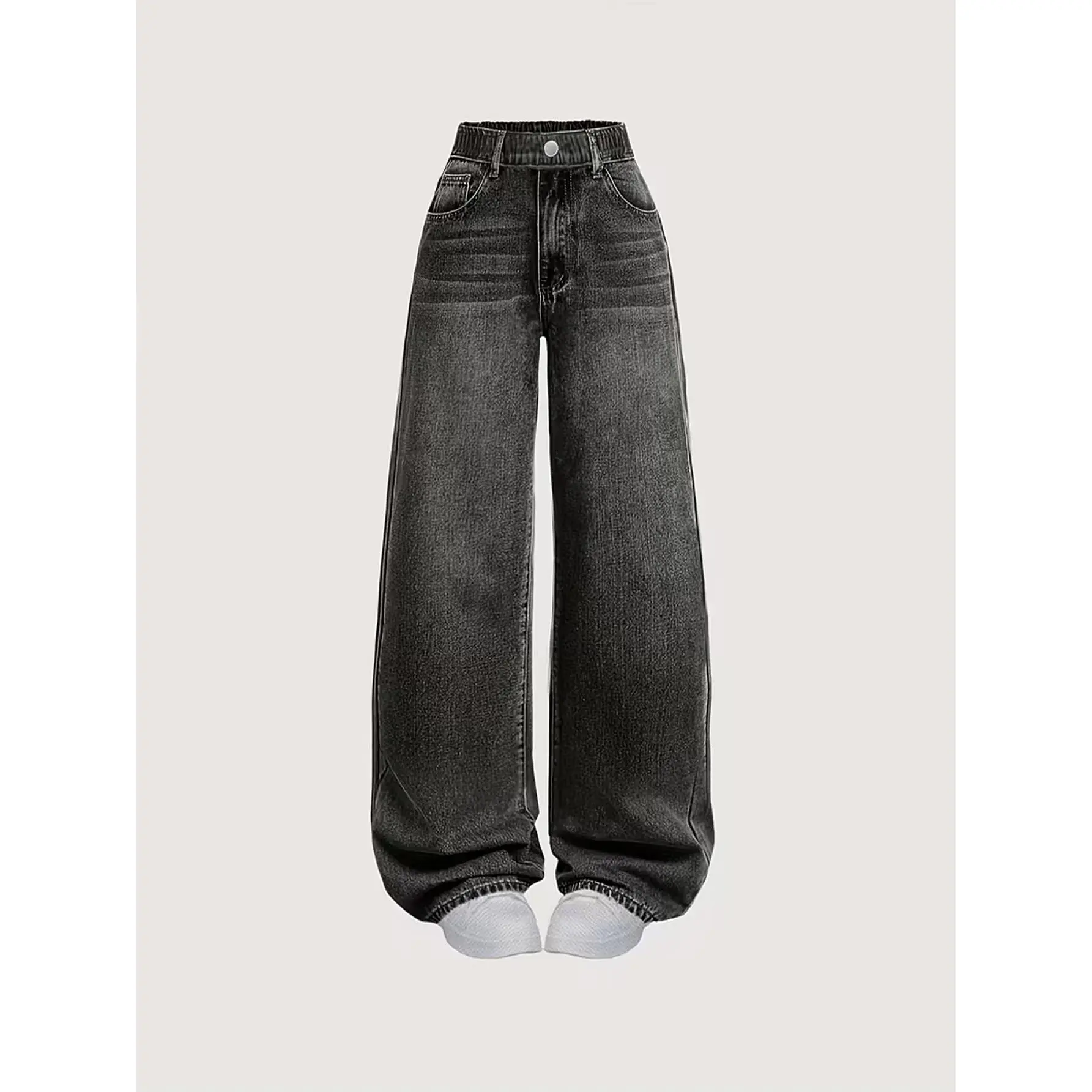Vintage Loose Jeans Wide-Leg Jeans Korean Street Fashion Long Pants Vintage 2000s Style Girl Winter Clothing Back to School Loose Jeans Black