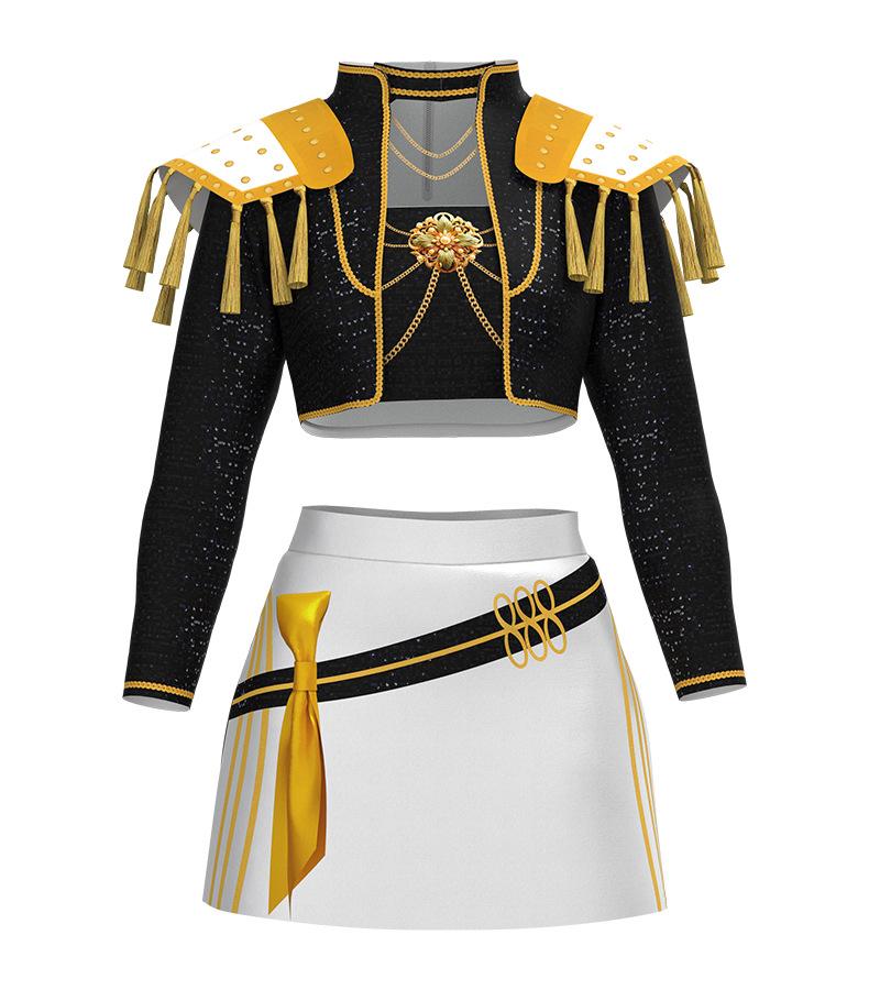 K-Pop Demon Slayer Cosplay Costume Anime Two-Dimensional Stage Performance Costume Zoe Rumi Cosplay Outfit KPop Demon Hunter Costume 2-Piece Set: Halloween Embroidered Jacket and Plaid Skirt, Dance Performance (All Patterns Are Printed) Womenswear Clothes