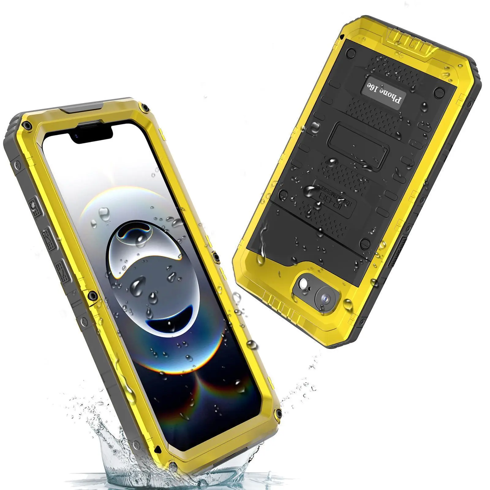 IP68 Waterproof Dustproof Durable Smartphone Case, Heavy-Duty Aluminum Bumper Shockproof Cover for iPhone 16e/16/15/14 Plus/13/12/11 Pro Max/XS/XR/8/7 - Handheld Device Accessory with Easy Installation