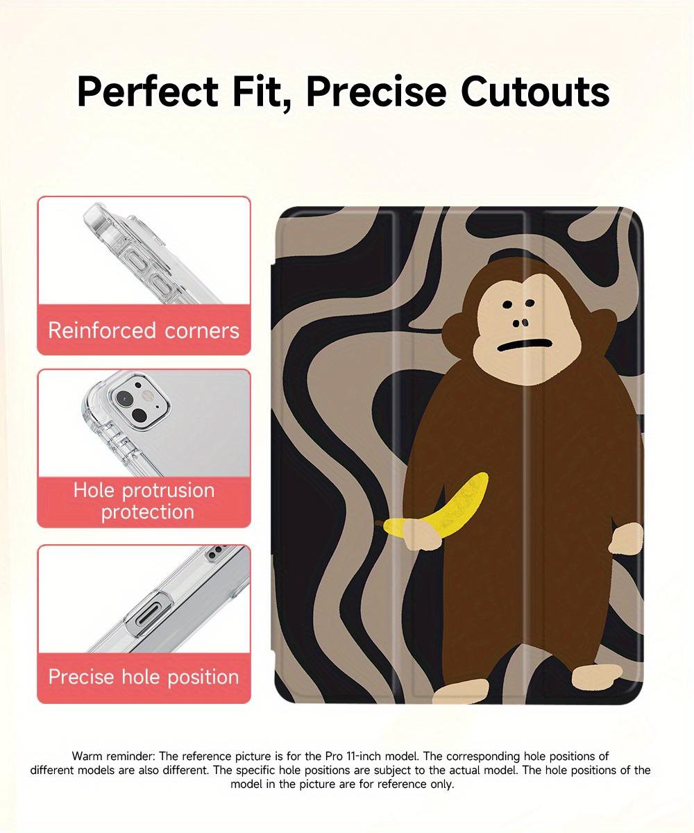 Banana monkey pattern, with adjustable bracket and pen slot, foldable non-slip TPU protective case, suitable for iPad mini, iPad Air, iPad Pro/iPad 10th generation, 11th generation and other series iPad protective cases