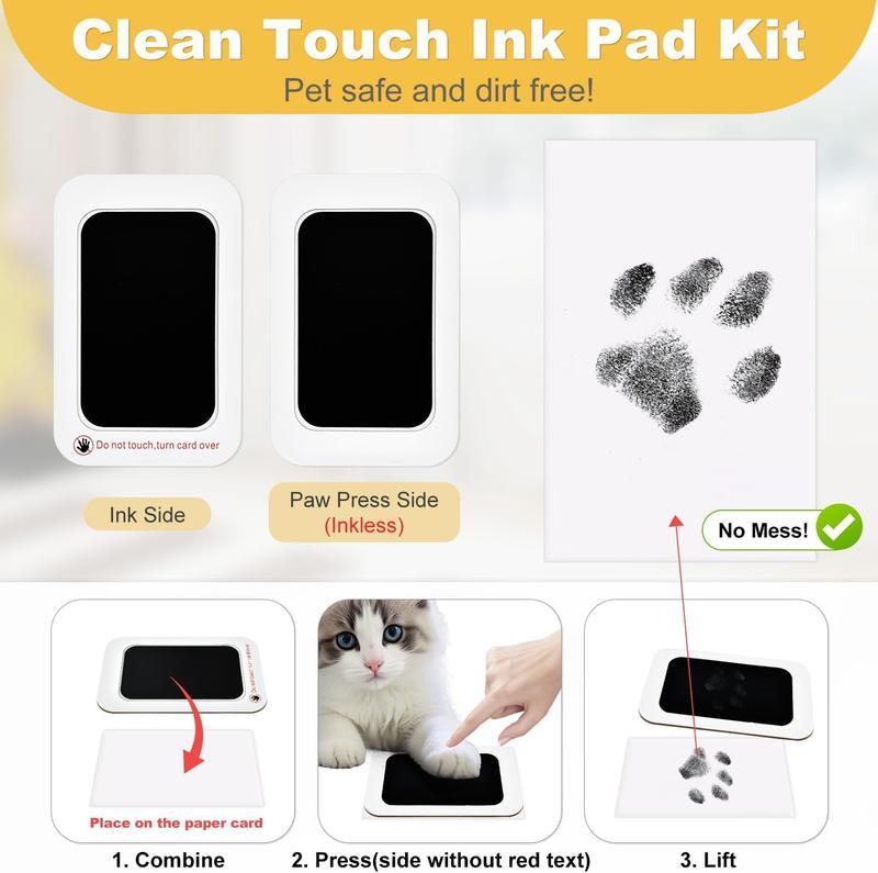 Clean-Touch Ink Pad Kit 4-Pack Mess-Free Inkless Hand Footprint & Pet Paw Print Accessories for Babies & Pets Eco-Friendly Skin-Safe Zero-Ink-Contact Stamping Method Bat Dragon Plush Toy with Flexible Shaft Interactive Bungee