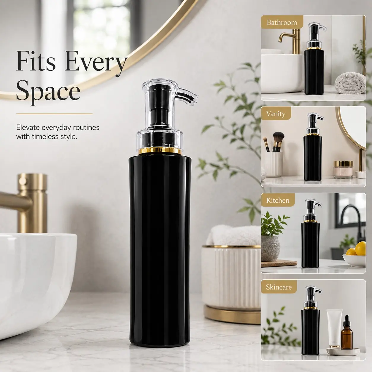500ML Refillable Pump Bottle, Plastic Soap Dispenser, Clear Pump, Shampoo, Conditioner, Body Wash, Lotion, Hand Soap