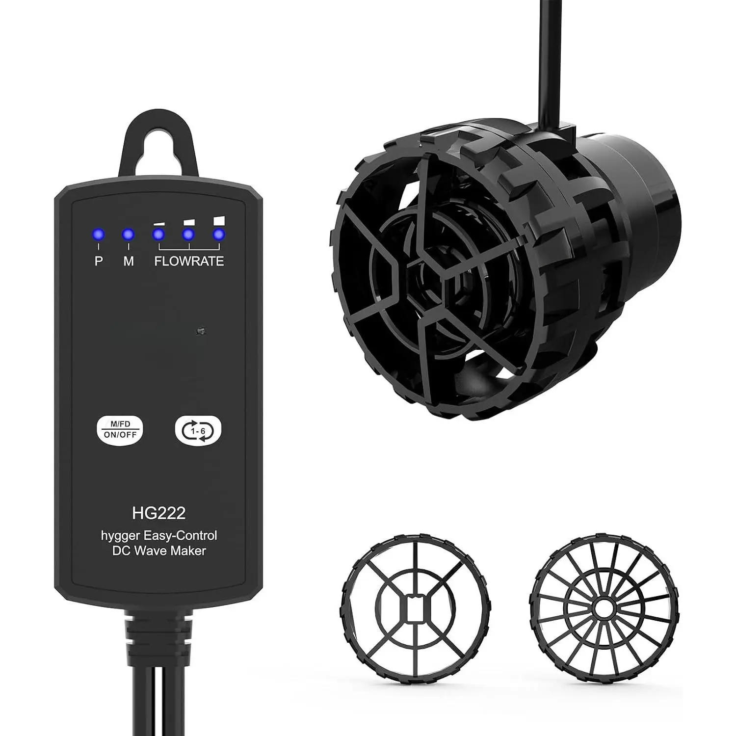 Aquarium Wave Maker for 5-10 Gallon Fish Tanks, Adjustable DC Power Heads for Aquarium with Controller, Aquarium Circulation Pump With  Base for Saltwater Freshwater  660 GPH