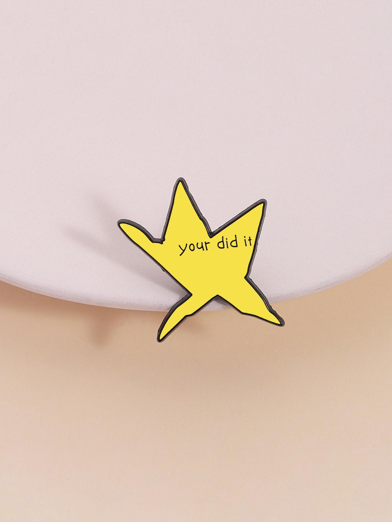 Star Shaped Brooch, Letter Pattern Enamel Pin Hat Pins Suitable for Backpacks, Jeans, Scarves, Hats Decoration, Trendy All-match & Exquisite Brooch for Birthday Gift