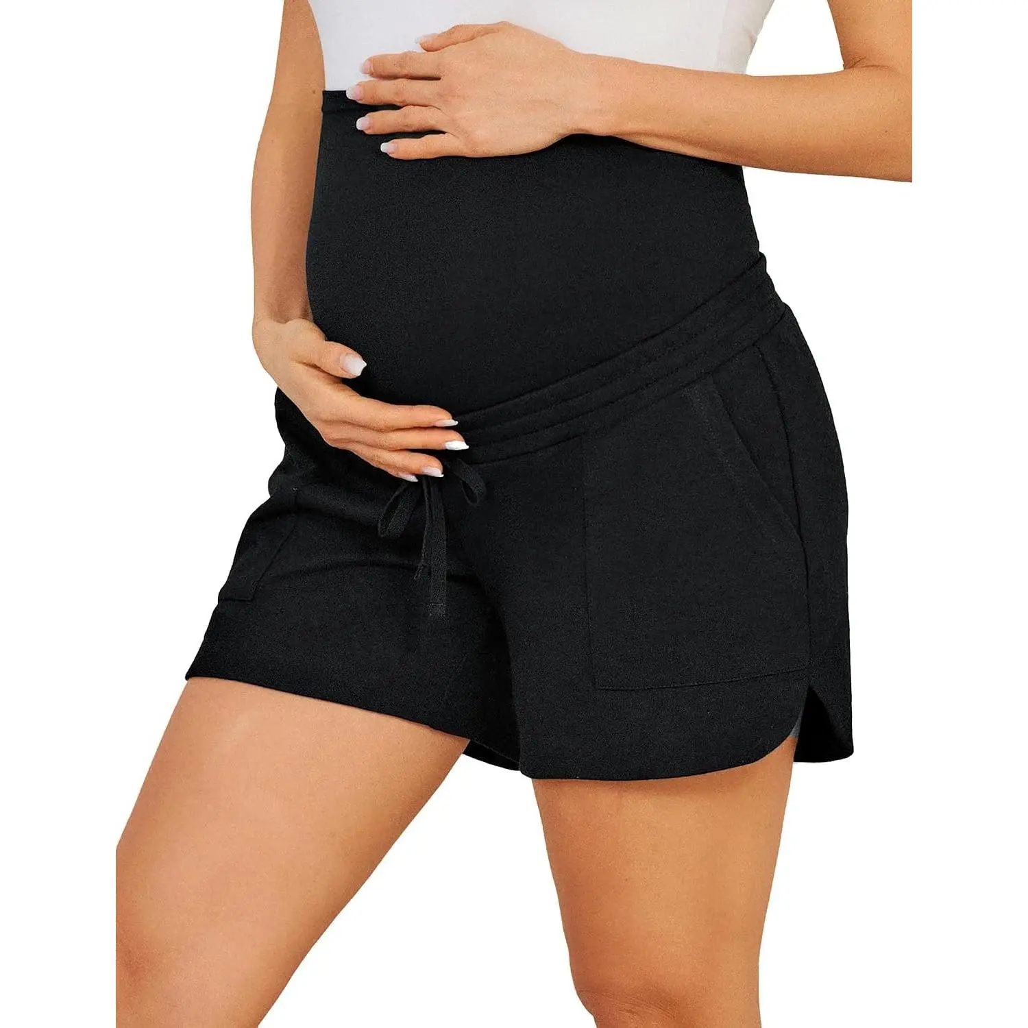 Maternity Shorts 2026 Maternity Athletic Shorts High Waist Shorts Lounge Casual Sweat Shorts with Pockets