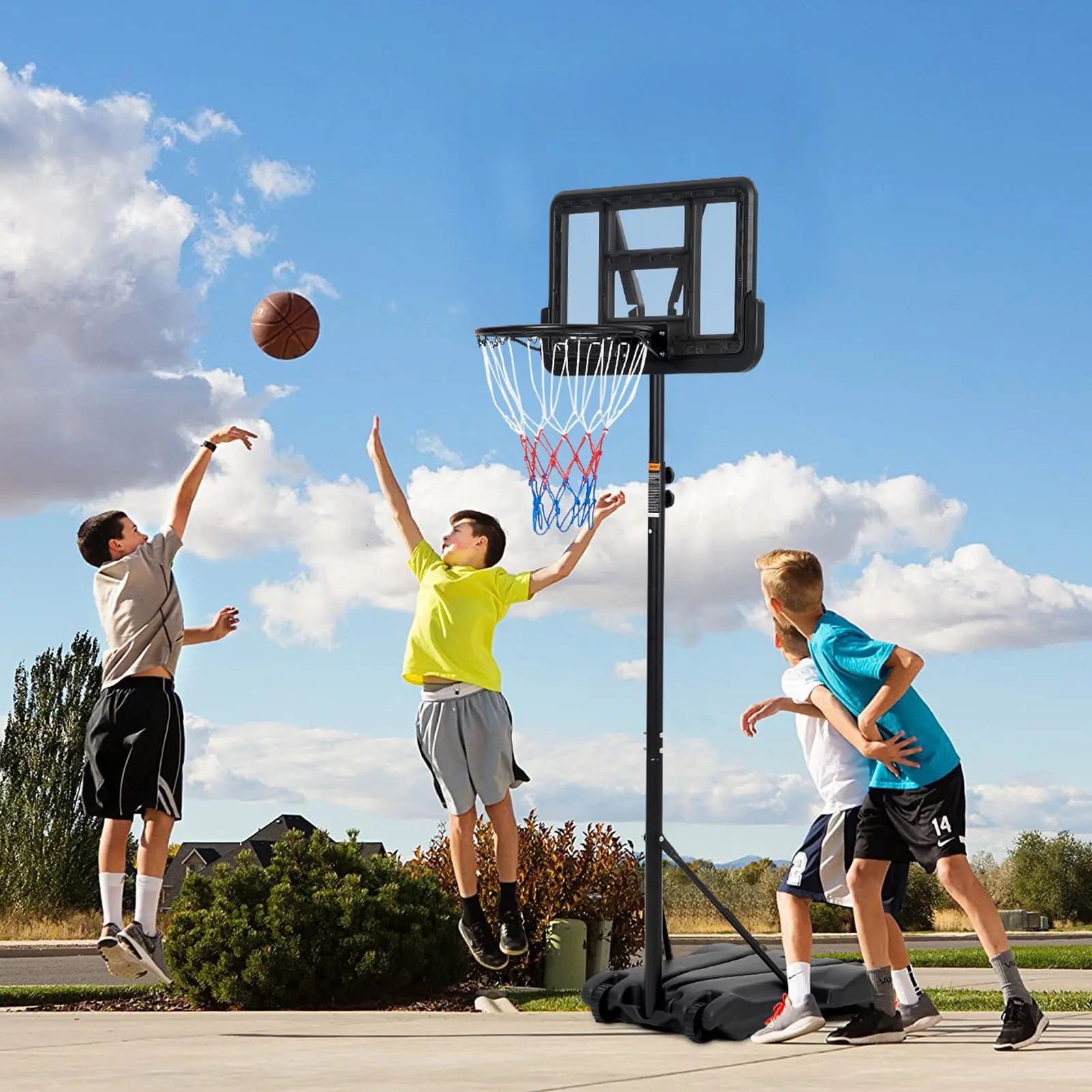 Adjustable Kids Basketball Hoop Only, height 5-7 FT, portable stand with 28'' backboard and rolling wheels, suitable for indoor & outdoor play for kids and teenagers
