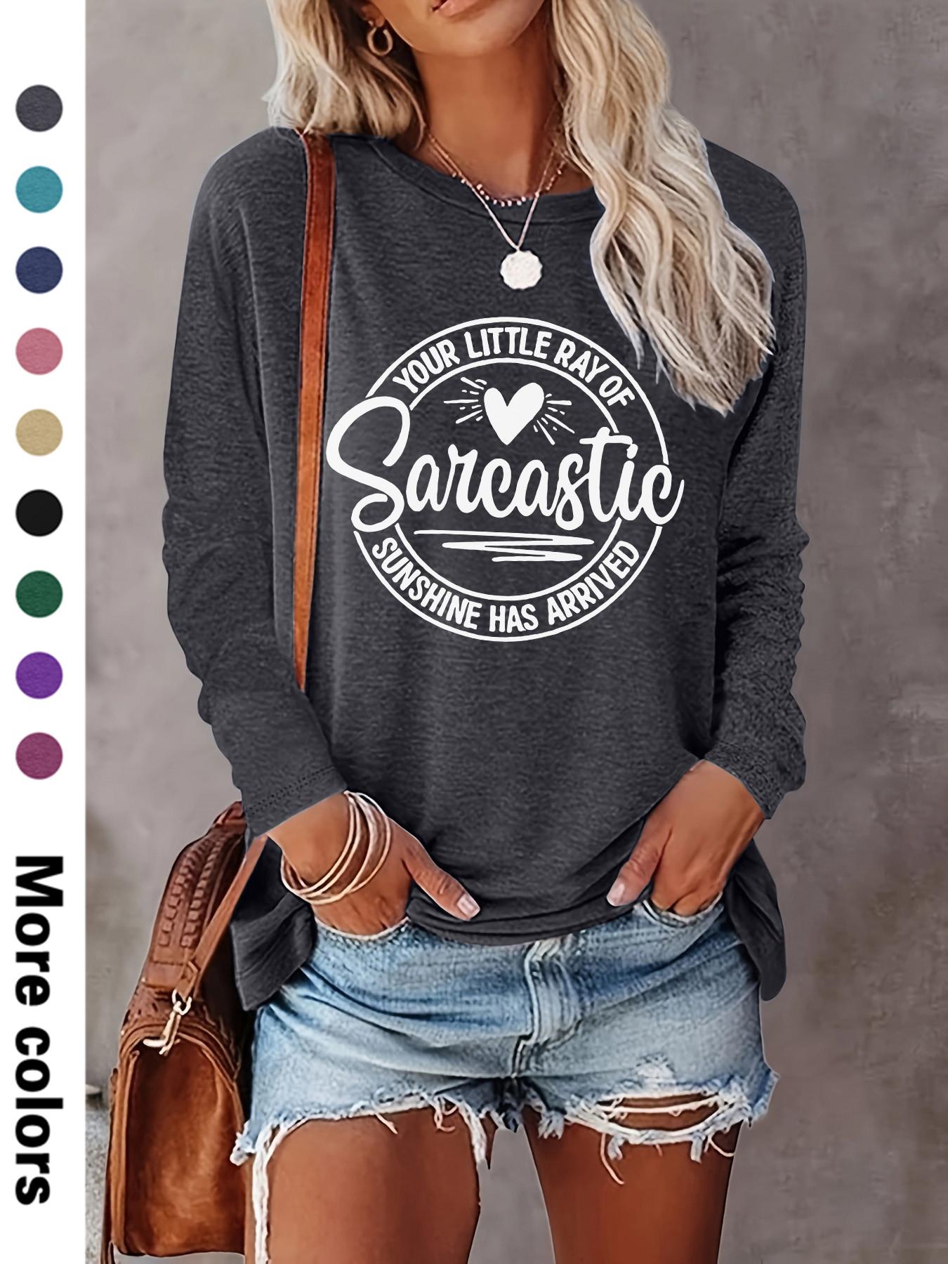 Women's Letter & Heart Print Round Neck Tee, Casual Long Sleeve Crew Neck T-shirt for Daily Wear, Ladies Clothes for All Seasons