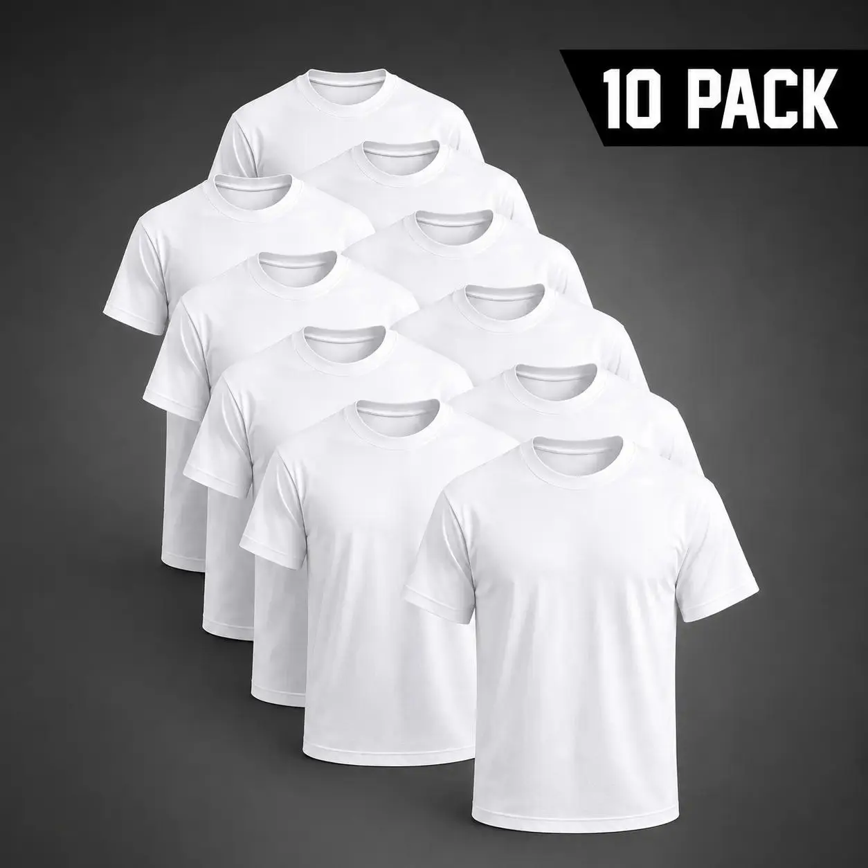 Men's 3/6/10-Pack 100% Cotton Crew Neck Short Sleeve Tshirts - Unisex 4.5 oz Pure White Blank Top, Wholesale Personalized Custom Printing Garment, Comfortable Apparel for Daily Wear & Gym,back to school,back to school shopping Menswear Streetwear
