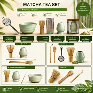 Matcha Tea Making Tool Set, 1 Box Matcha Bowl & Whisk & Whisk Holder & Scoop Spoon, Tea Making Tools for Home Kitchen