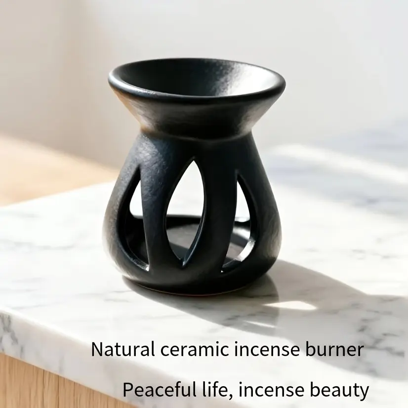 Minimalist Matte Three-Leaf Ceramic Oil Burner, Compact Aroma Warmer for Bedroom, Study, Living Room, Yoga Room, Home Fragrance Decor