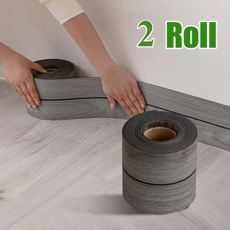2 Rolls Self-Adhesive Baseboard Trim, 118.11"x3.937", Strong Adhesive, Removable, for Walls, Door Frames, Ceilings, Floors