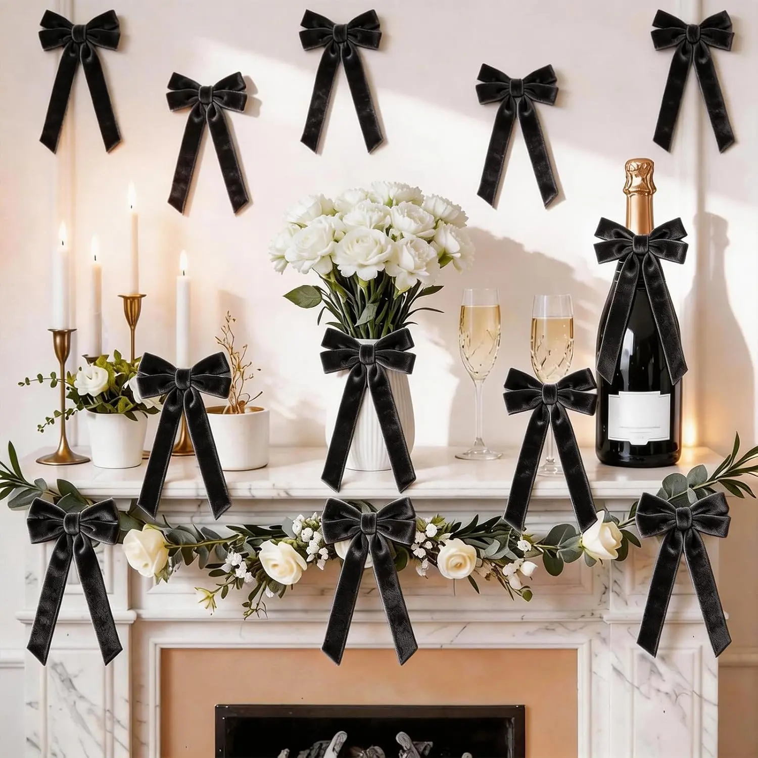 12 Pcs Black Velvet Bows, 5 x 10 Inch Black Ribbon Bows for Girls Women Gothic Room Decor, Bachelorette & Bridal Shower Decorations, Aesthetic Pre-Tied Bow for Elegant Wedding Birthday Party Decorfidget toys