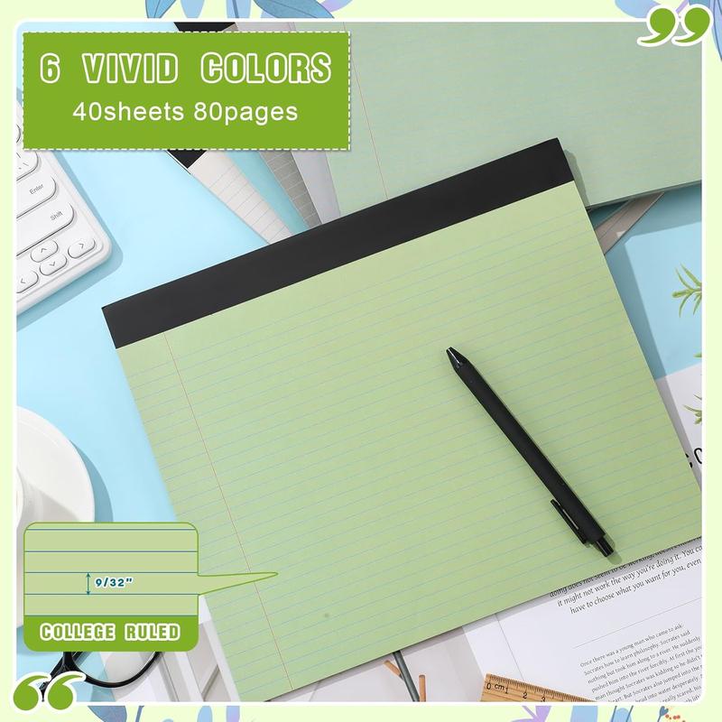 11" x 9.5" Legal Pads College Ruled Notepad Landscape Notebook Horizontal Lined Notebook 80 Gsm Assorted Colors Paper Pastel Writing Pads for School Office, 40 Sheet ( Color,6 Pcs) 11" x 9.5" Legal Pads College Ruled Notepad Landscape Notebook Horizontal Lined Notebook 80 Gsm Assorted Colors Paper Pastel Writing Pads for School Office, 40 Sheet ( Color,6 Pcs)