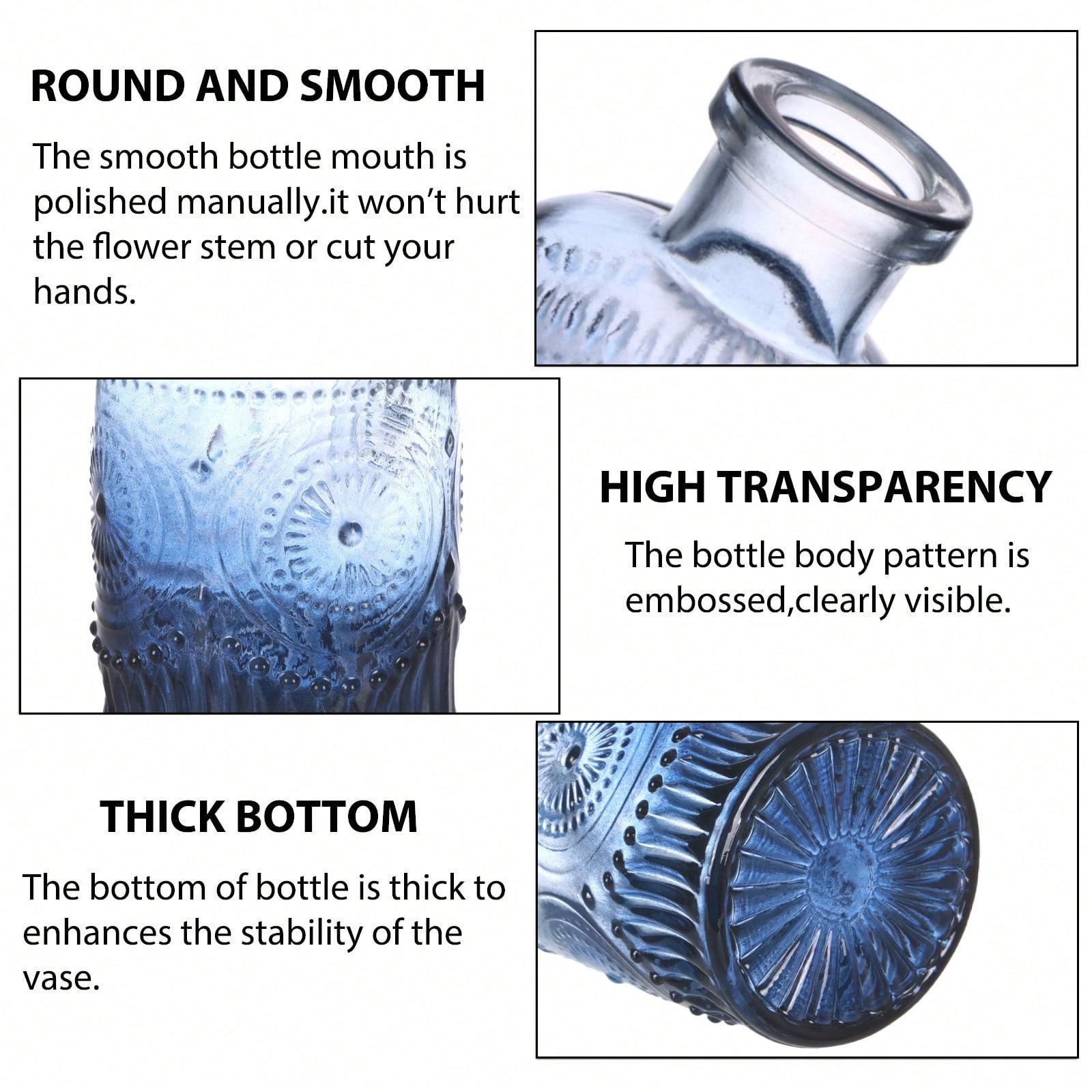 Tomnk Set Of 18/36 Blue Bud Vases For Flowers, Vintage Clear Glass Vases Small Vases For Centerpieces For Home Table Decor Rustic Wedding Decorations, Discount Small Order Vases For Florists & Event Planners, Mother's Day Decor, Ideal Mother's Day Gift