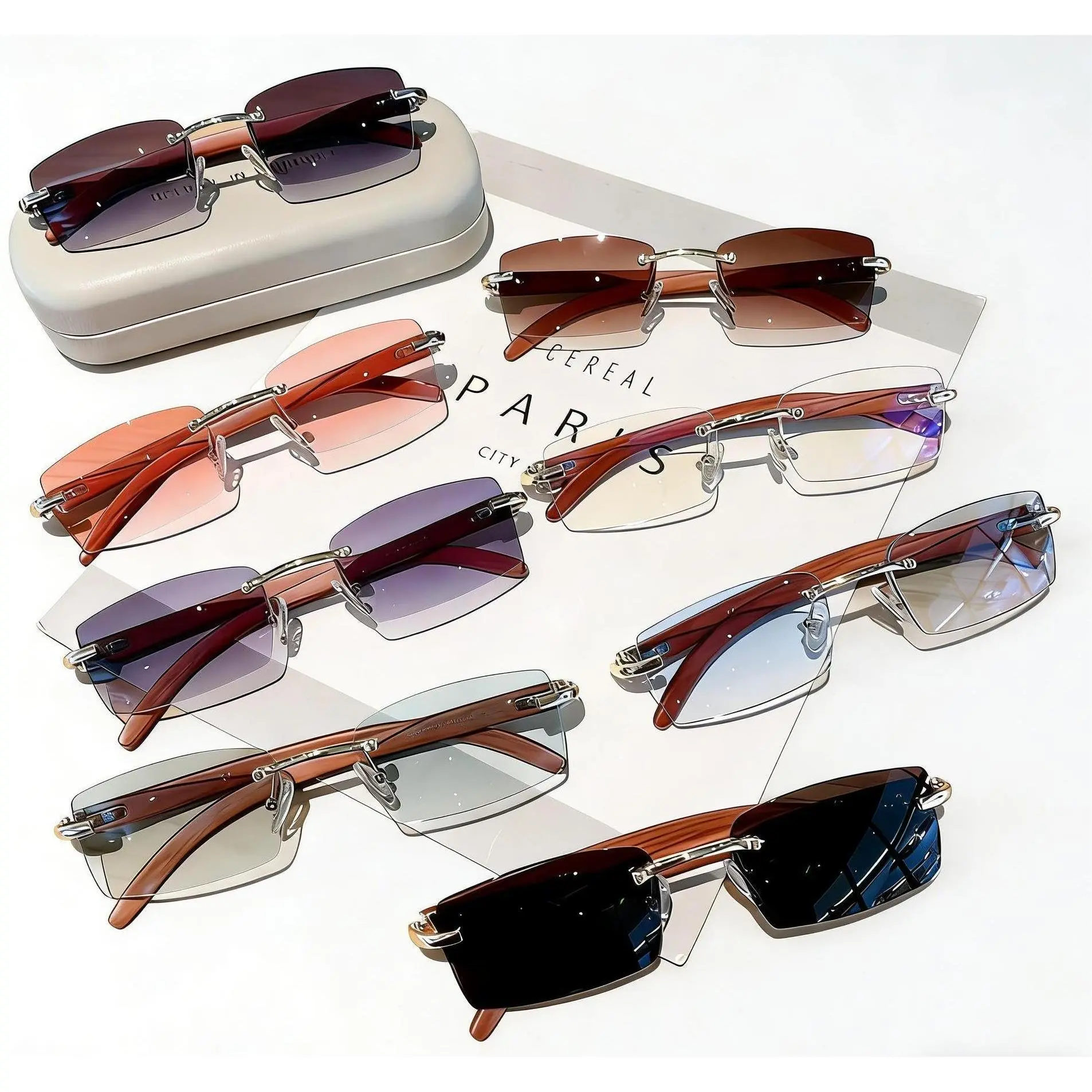 Unisex Luxury Frameless Alloy Polarized Tinted Lens Sunglasses - Minimalist Elegant Trim, Modern Lightweight Refined Accents, Comfortable Durable Trending Glasses, Classic Anti-Ultraviolet Eyewear, Men's Accessories, Rimless, Formal Attire, Luxury Fashion